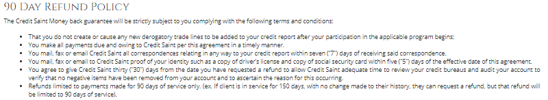 credit_saint_90_day_money back guarantee refund policy credit saint 90 day money back guarantee refund policy