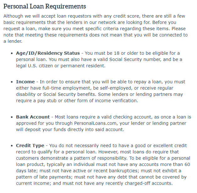 personalloans.com requirements personalloans.com requirements