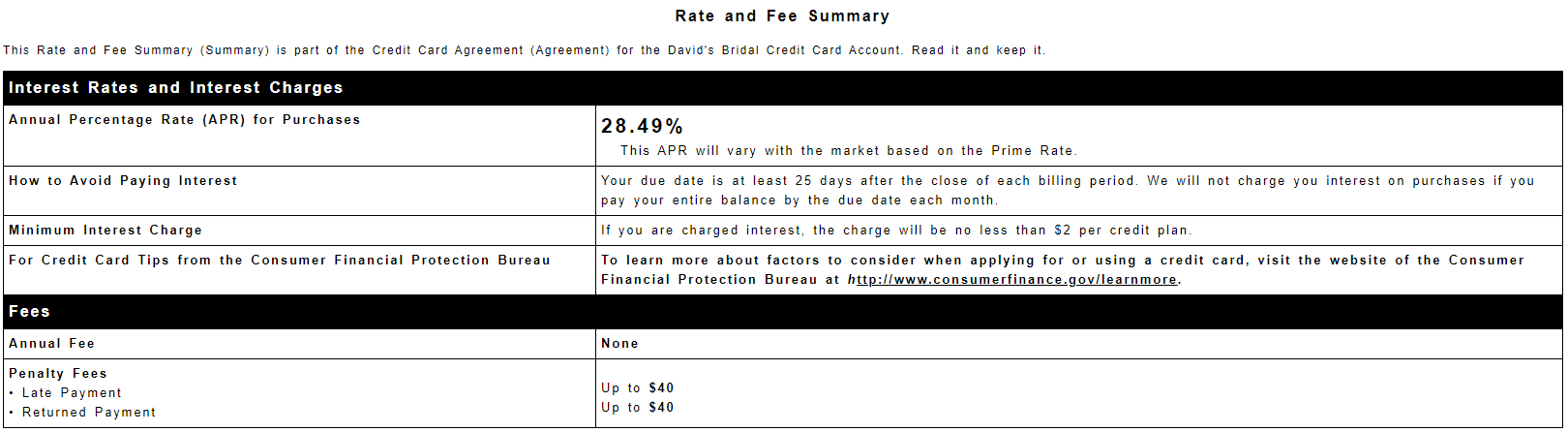 davids_bridal_credit_card_rate_and_fee_summary davids bridal credit card, david's bridal comenity bank, comenity david's bridal card, comenity bank david's bridal card